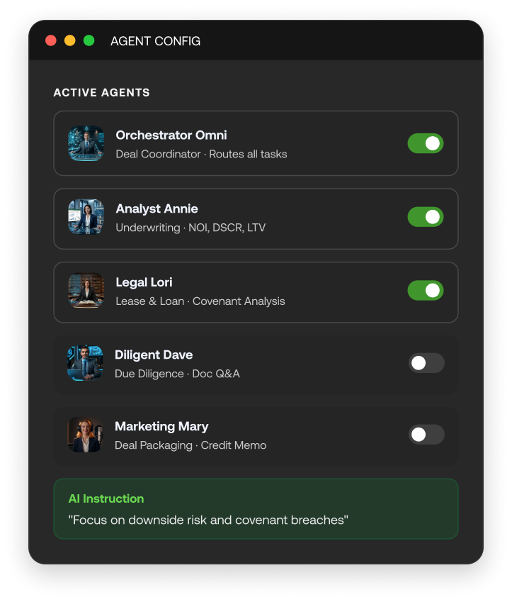 Agent configuration console